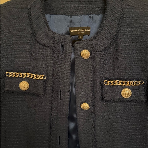 Generation Love Navy Kristen Embellished Tweed Blazer - Picture 6 of 9